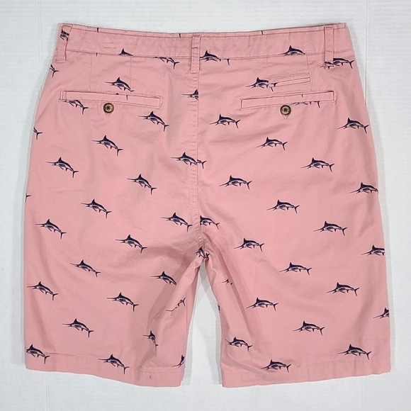 Hudson & Barrow Stretch Cotton Sailfish Print Chino Shorts Sz 34 - Picture 2 of 9